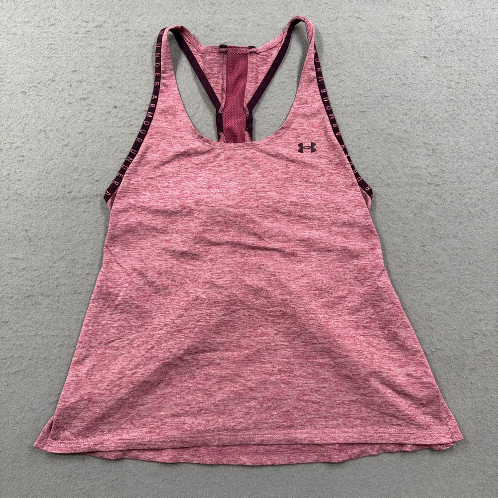 Under‎ Armour Tank Top Women's XS Pink Heathered Racerback Mesh Lined Athletic